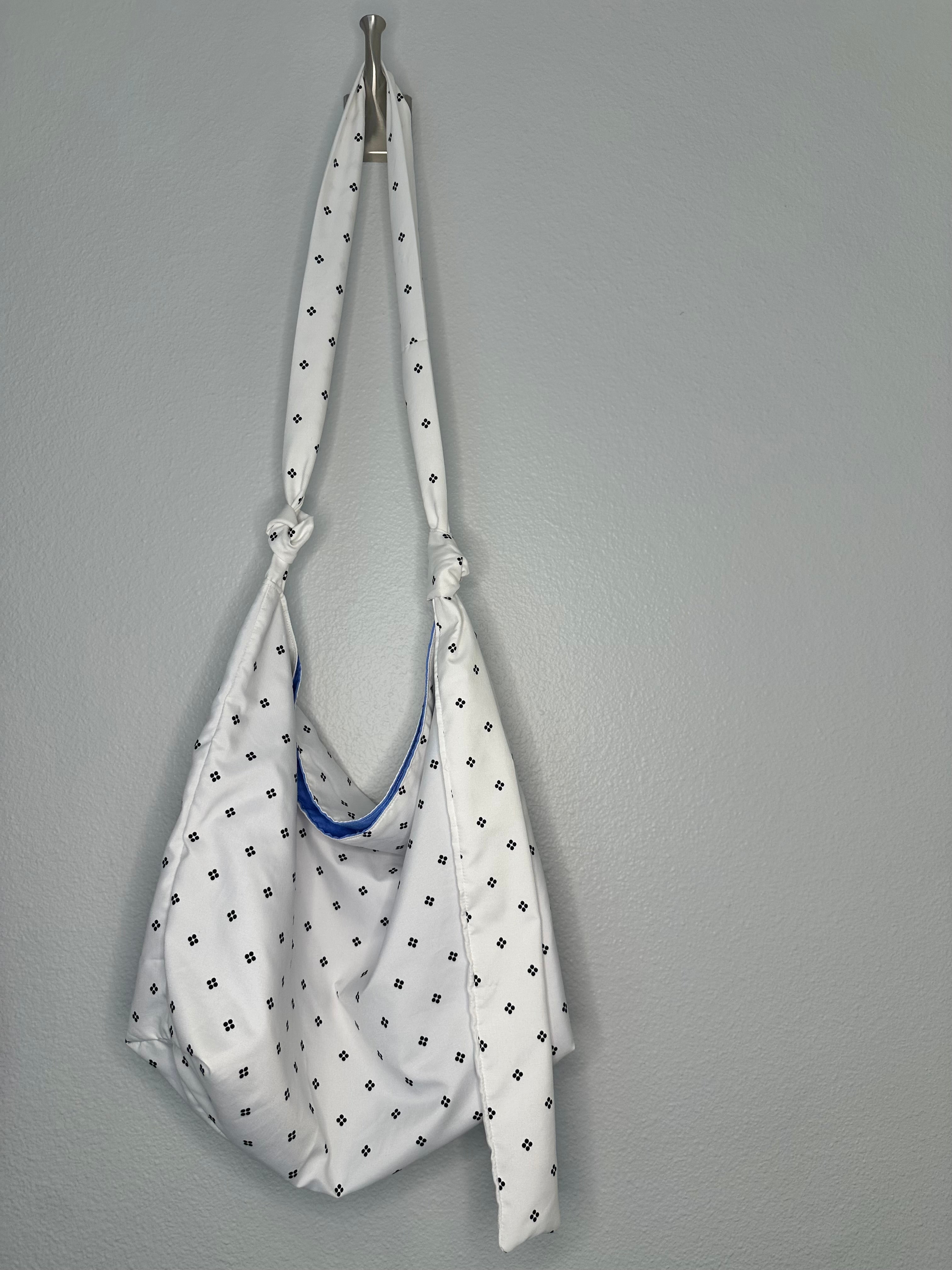 Black & White Slouchy Shoulder Bag with Adjustable Strap & Interior Pocket
