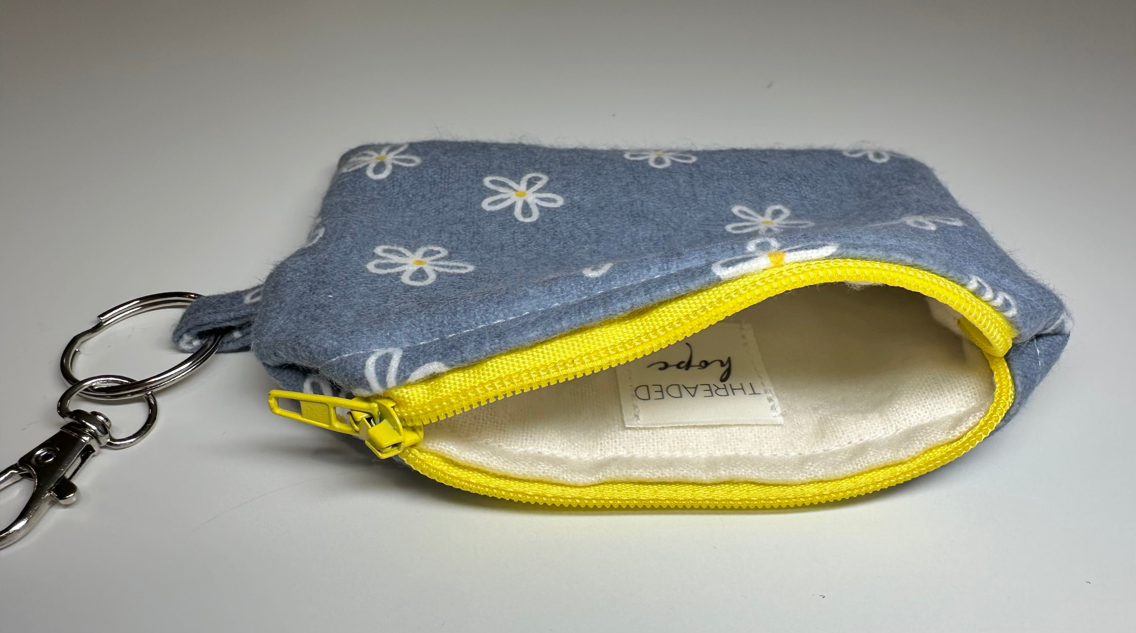 Blue/White Floral Zipper Wallet Keychain thumbnail 2