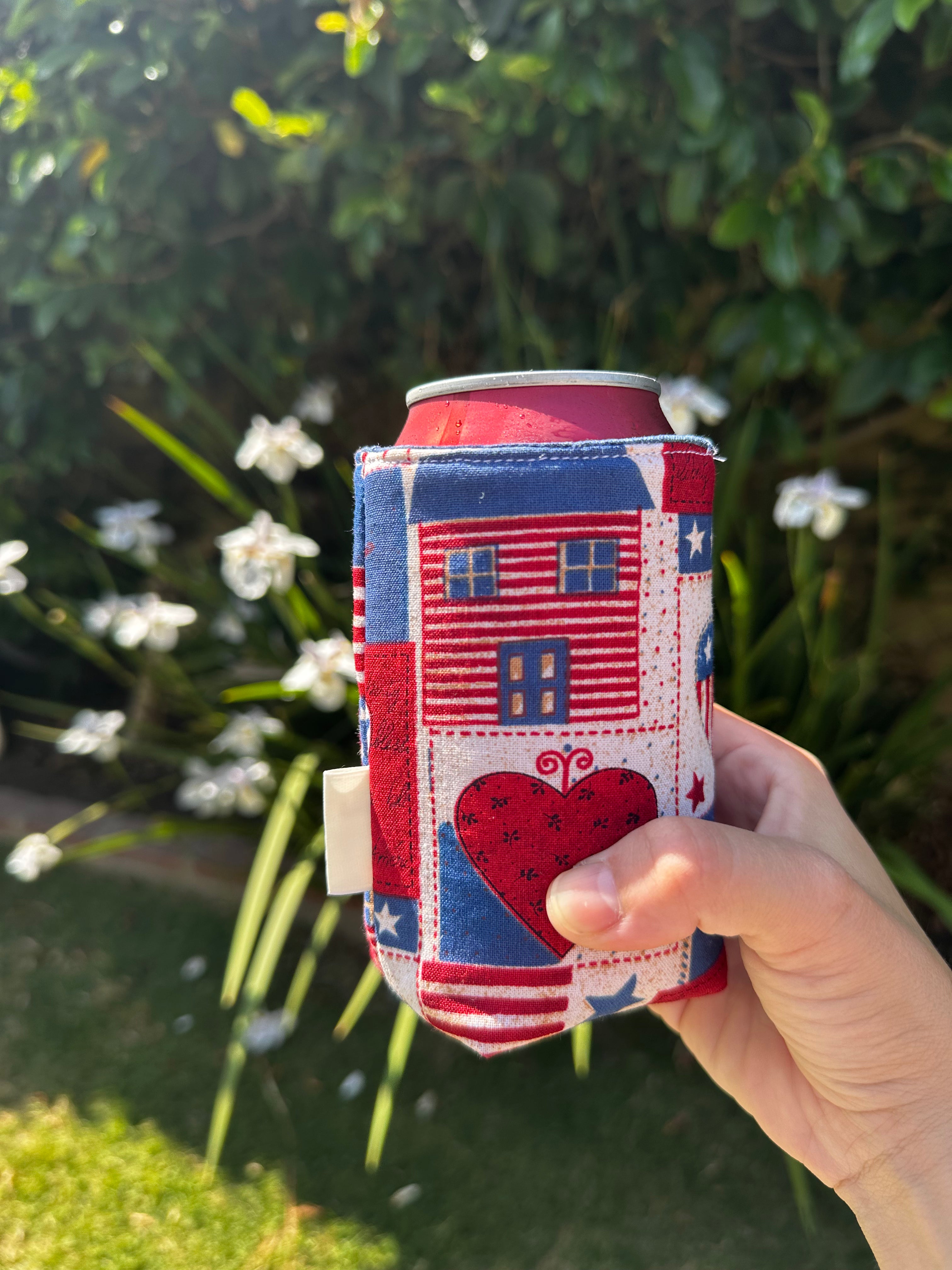 Cotton American Heart Insulated Can Coozie thumbnail 2