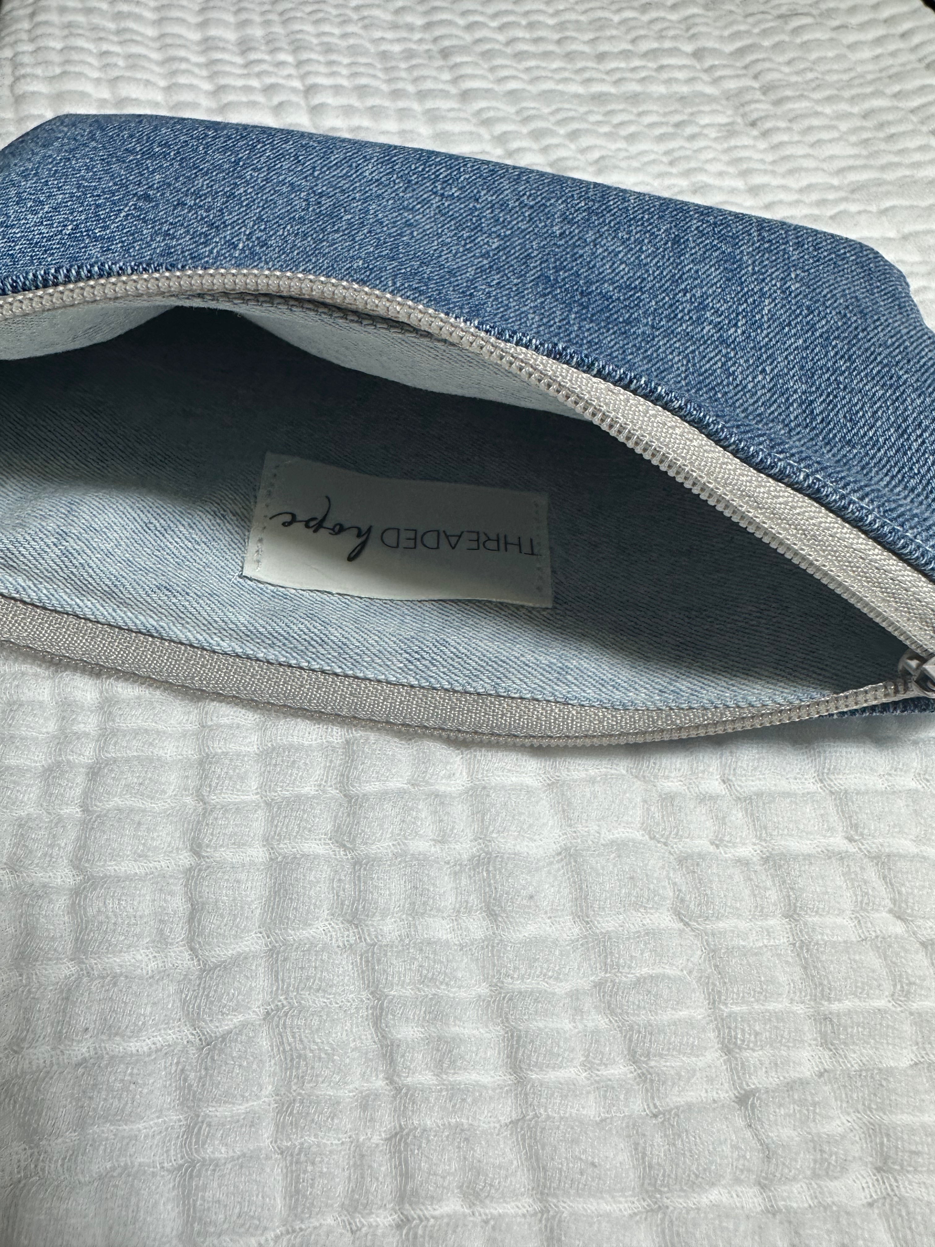 Dark Blue Jean Zipper Pouch thumbnail 2