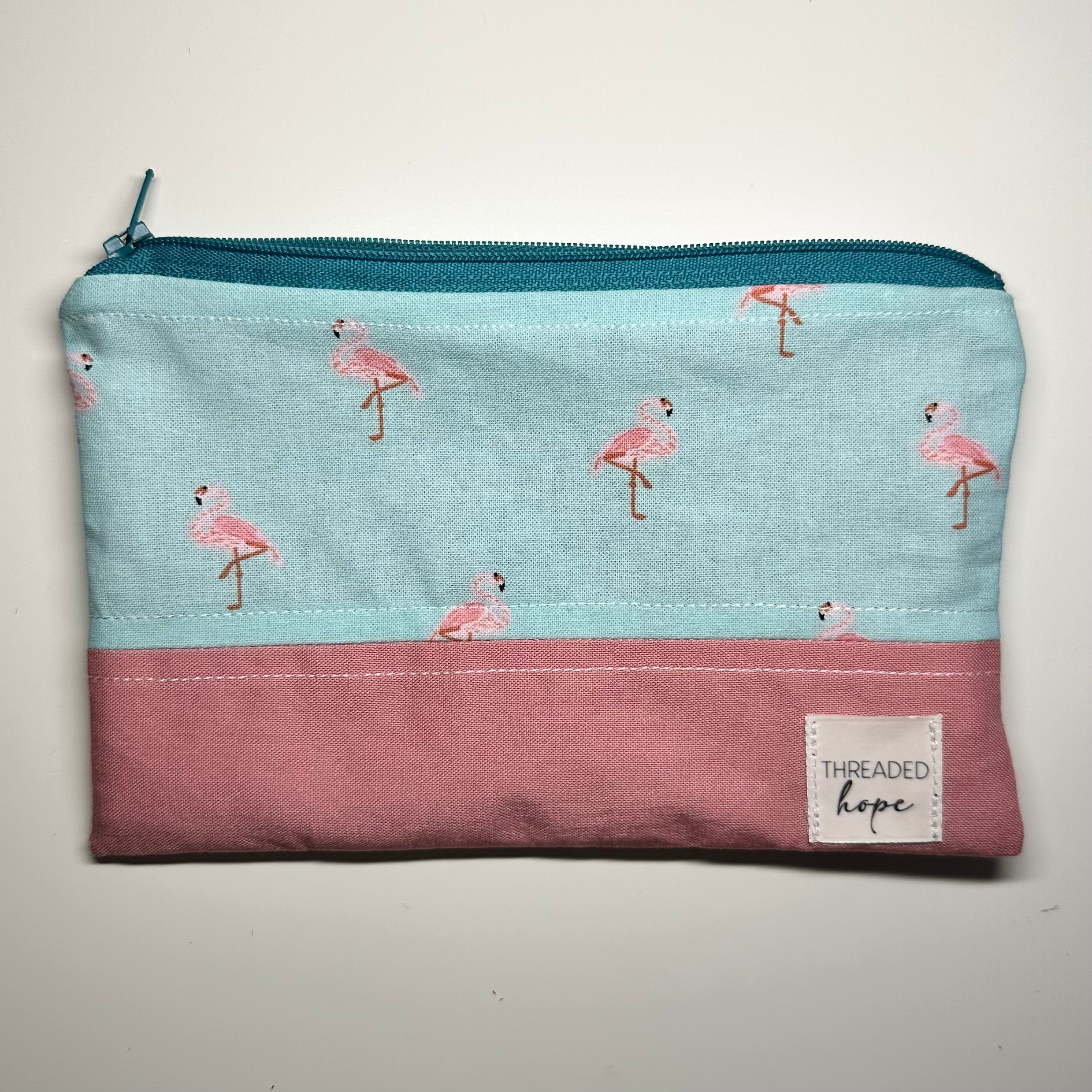 Flamingo Cotton Zipper Pouch (7” x 4”) thumbnail 2