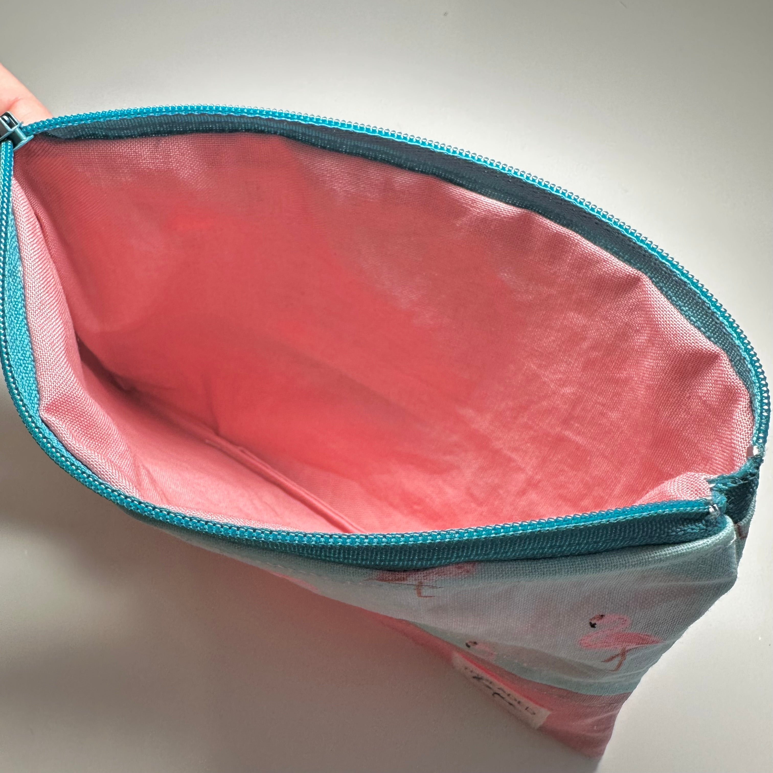 Flamingo Cotton Zipper Pouch (7” x 4”) thumbnail 3
