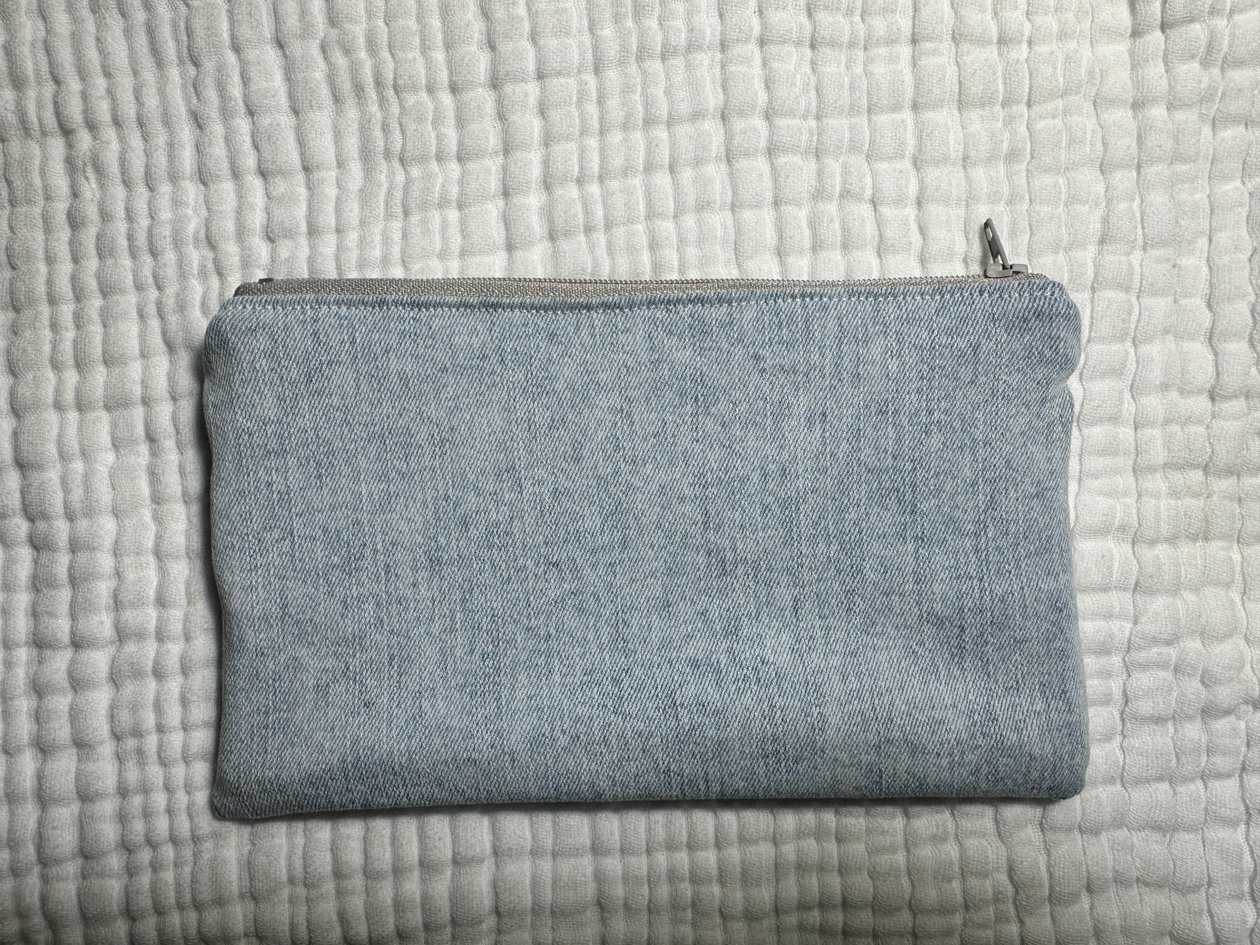 Light Blue Jean Zipper Pouch