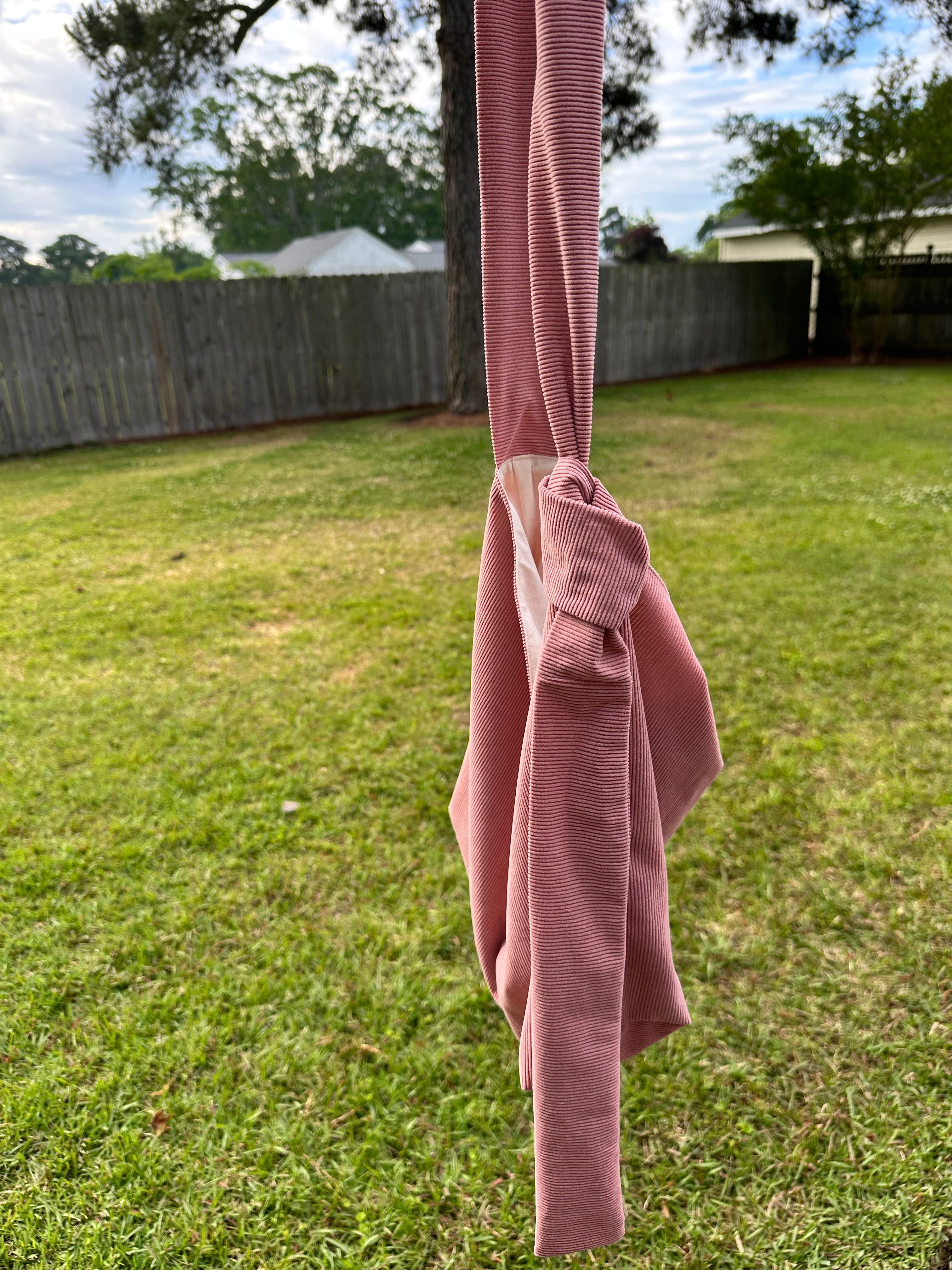 Pink Corduroy Slouchy Shoulder Bag with Adjustable Strap & Interior Pocket thumbnail 2