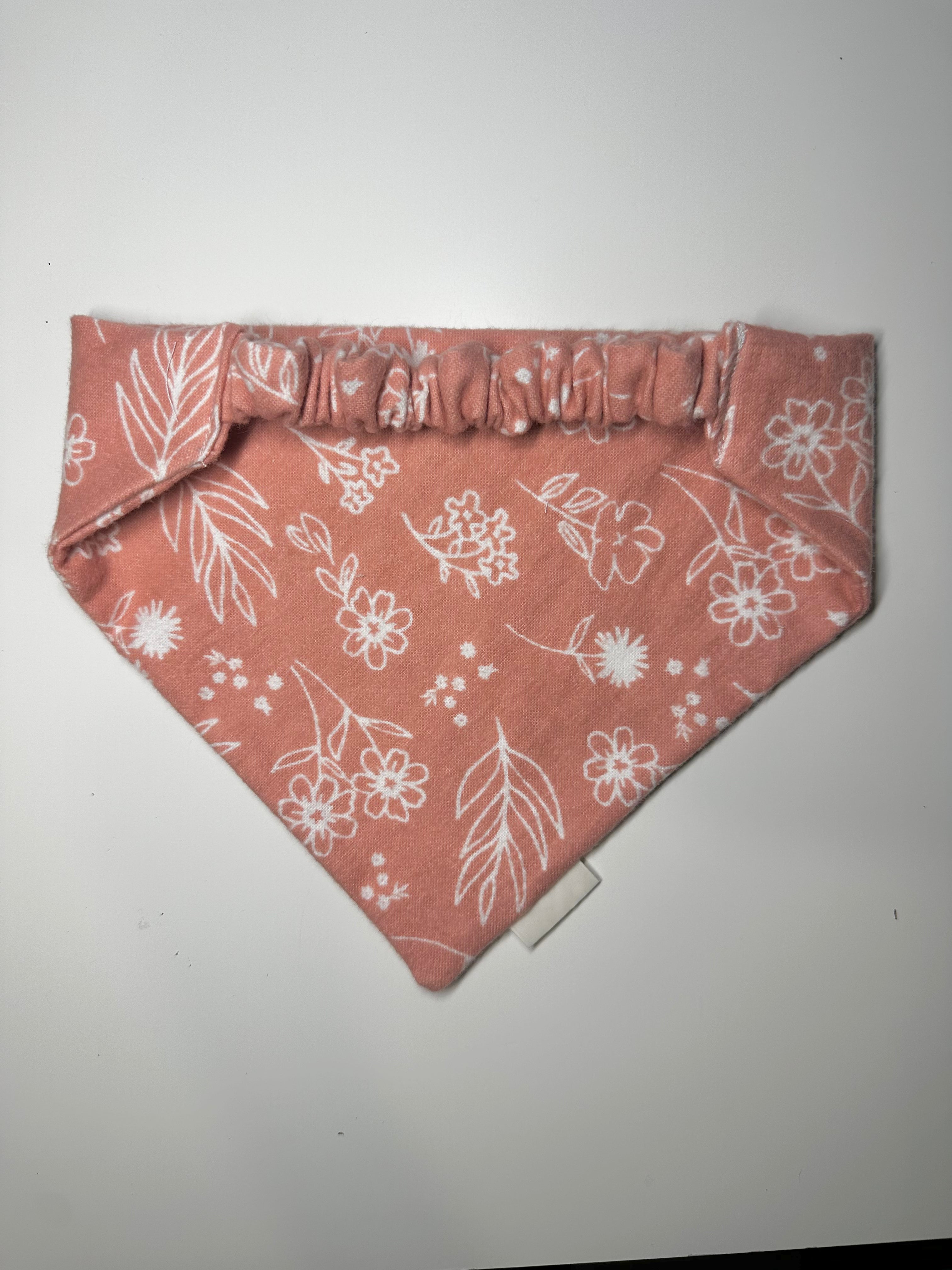 Pink Floral Flannel Scrunch Pet Bandana thumbnail 2