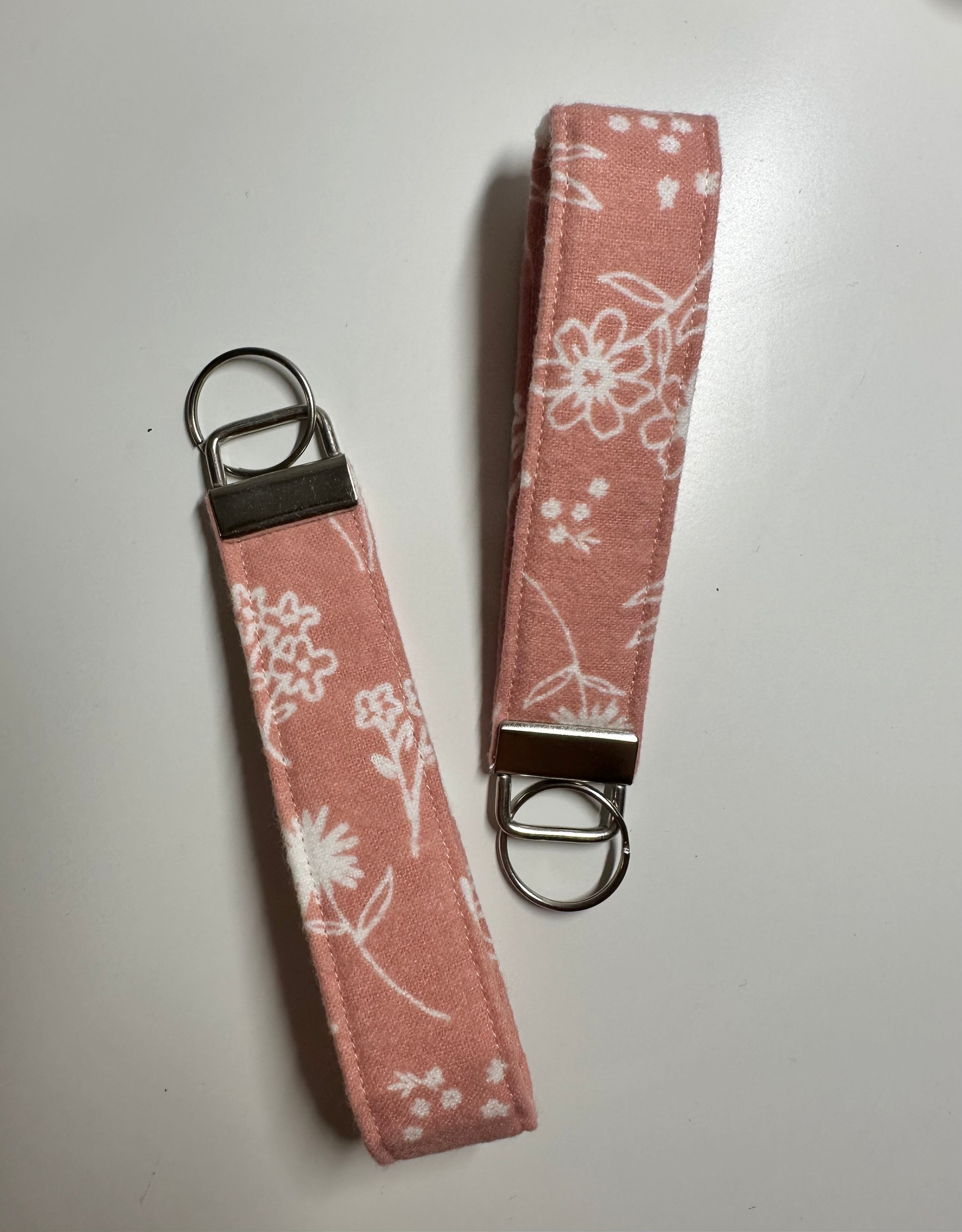 Pink Floral Handmade Wristlet Keychain thumbnail 2