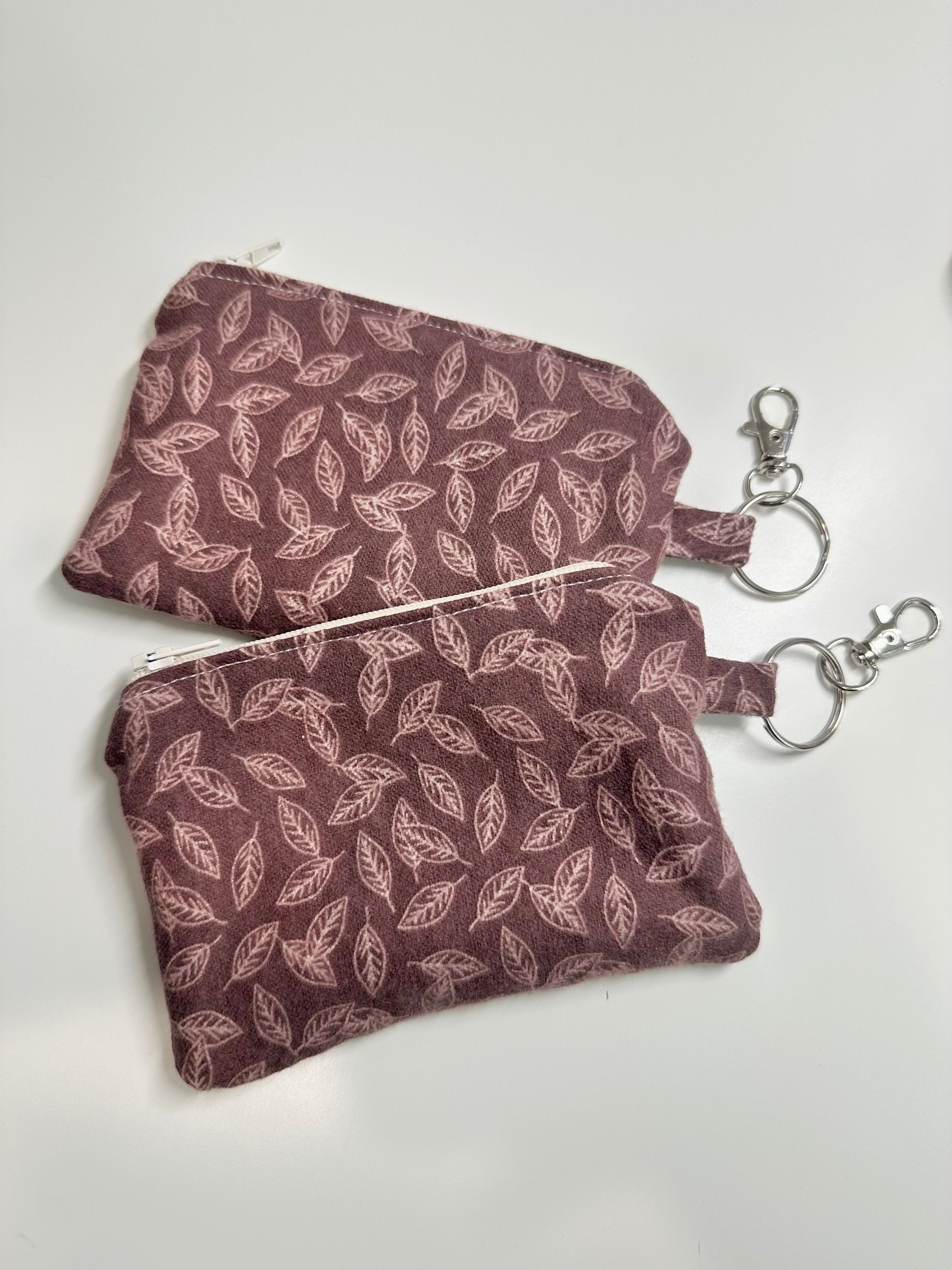 Purple Flannel Zipper Wallet Keychain
