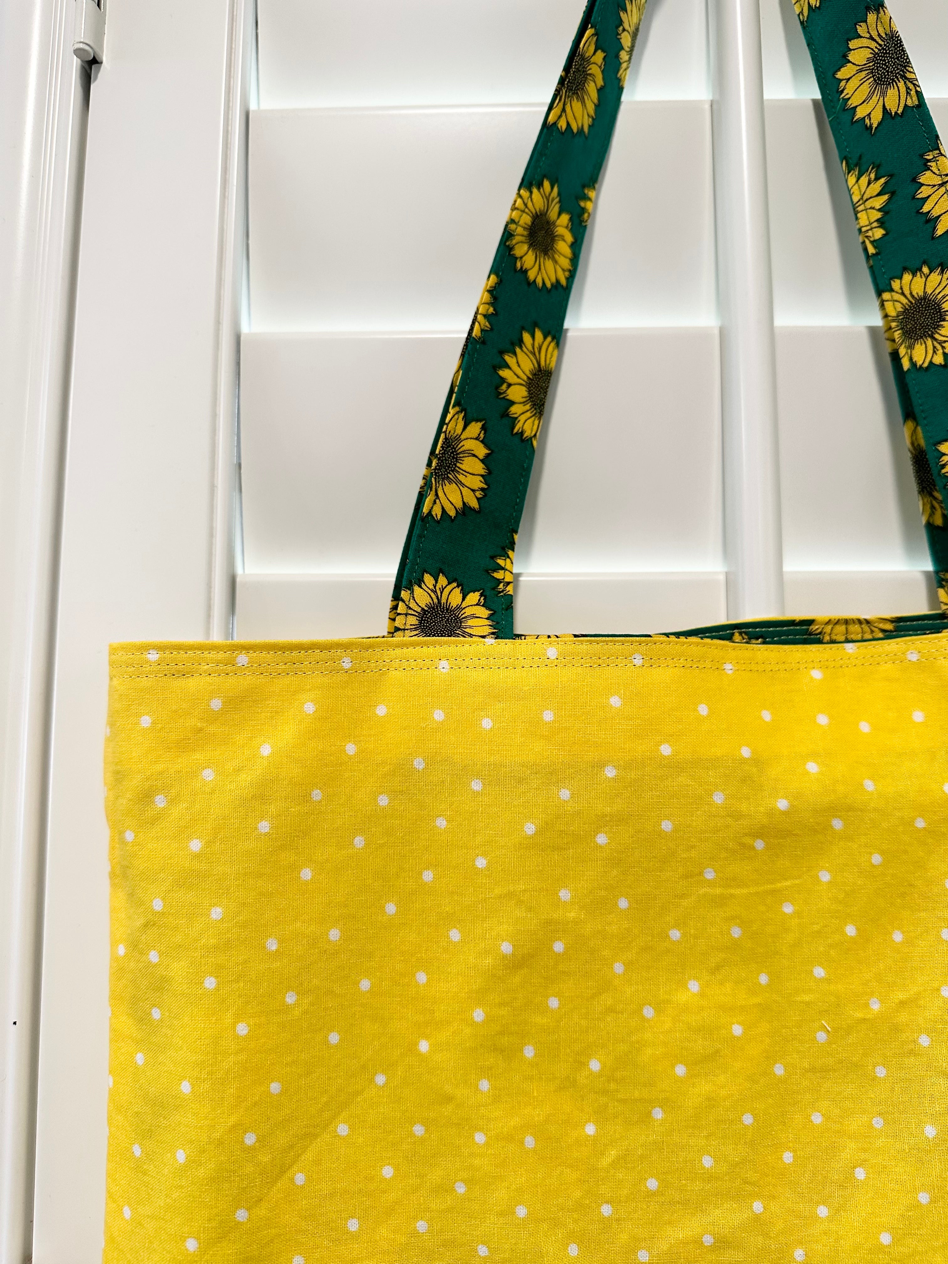 Sunflower Handmade Cotton Tote Bag (14” x 14.5”) thumbnail 2