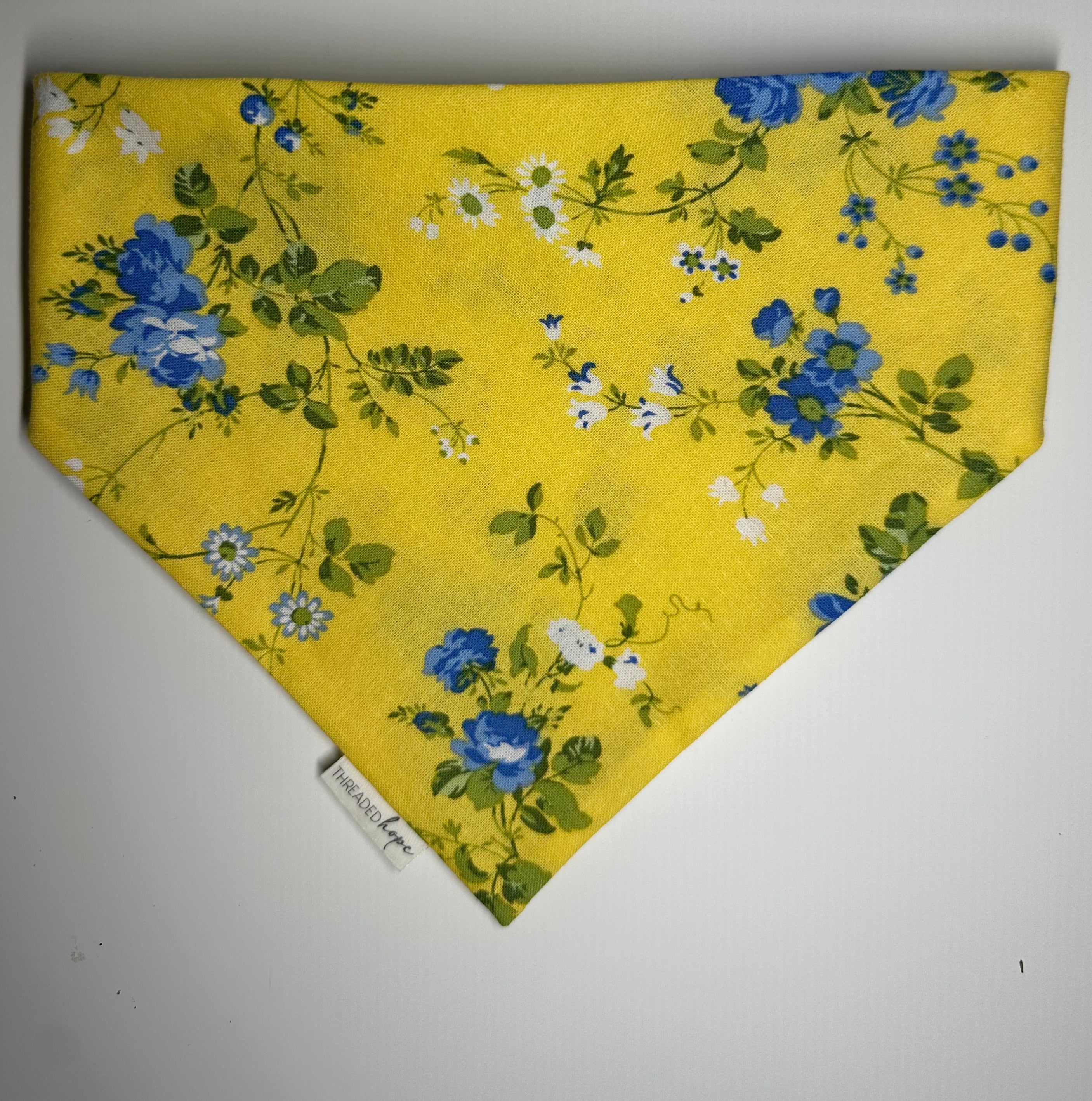 Yellow Floral Cotton Scrunch Pet Bandana