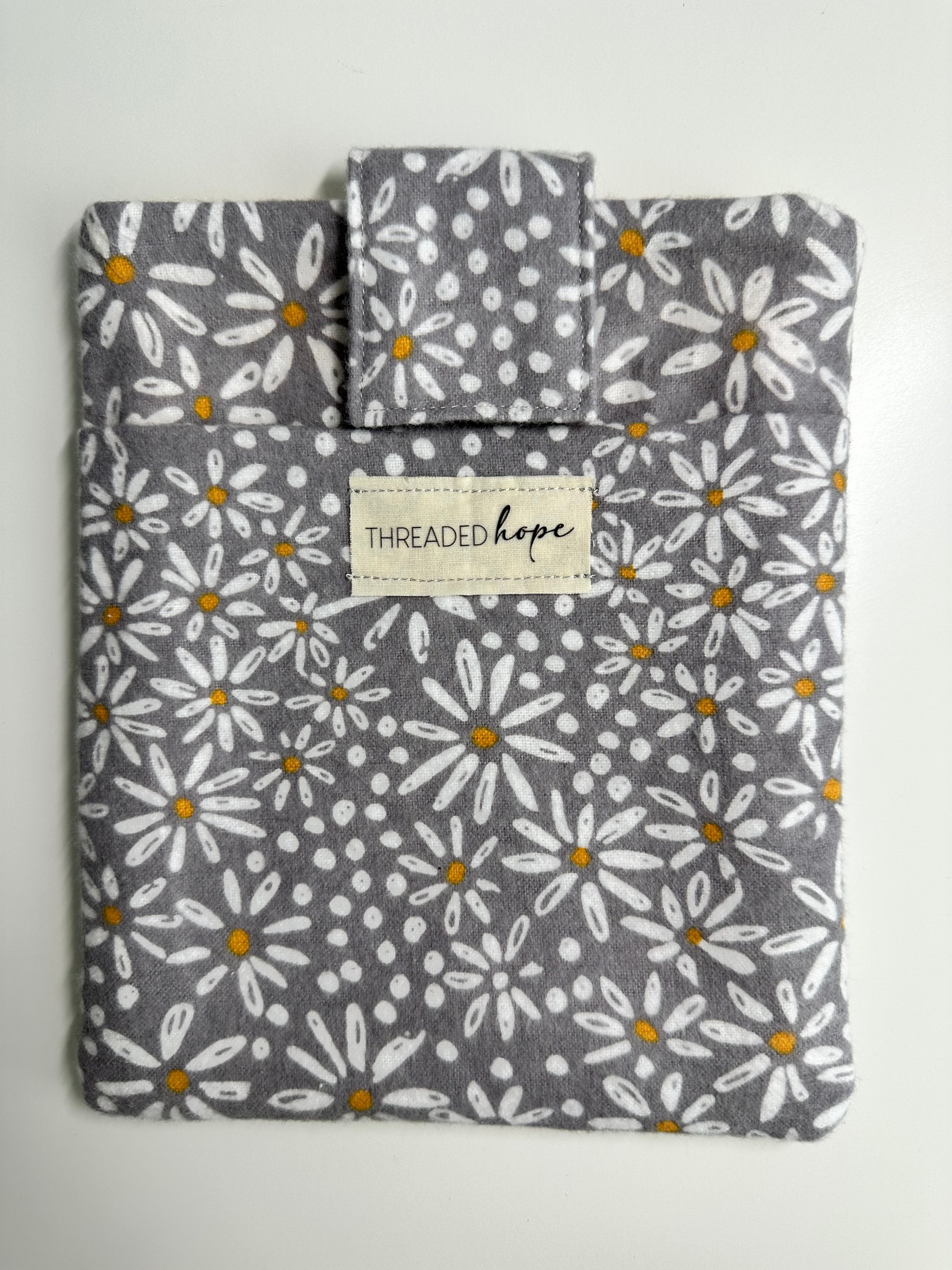Yellow/Gray Floral Kindle PaperWhite Sleeve with Front Pocket & Velcro Enclosure