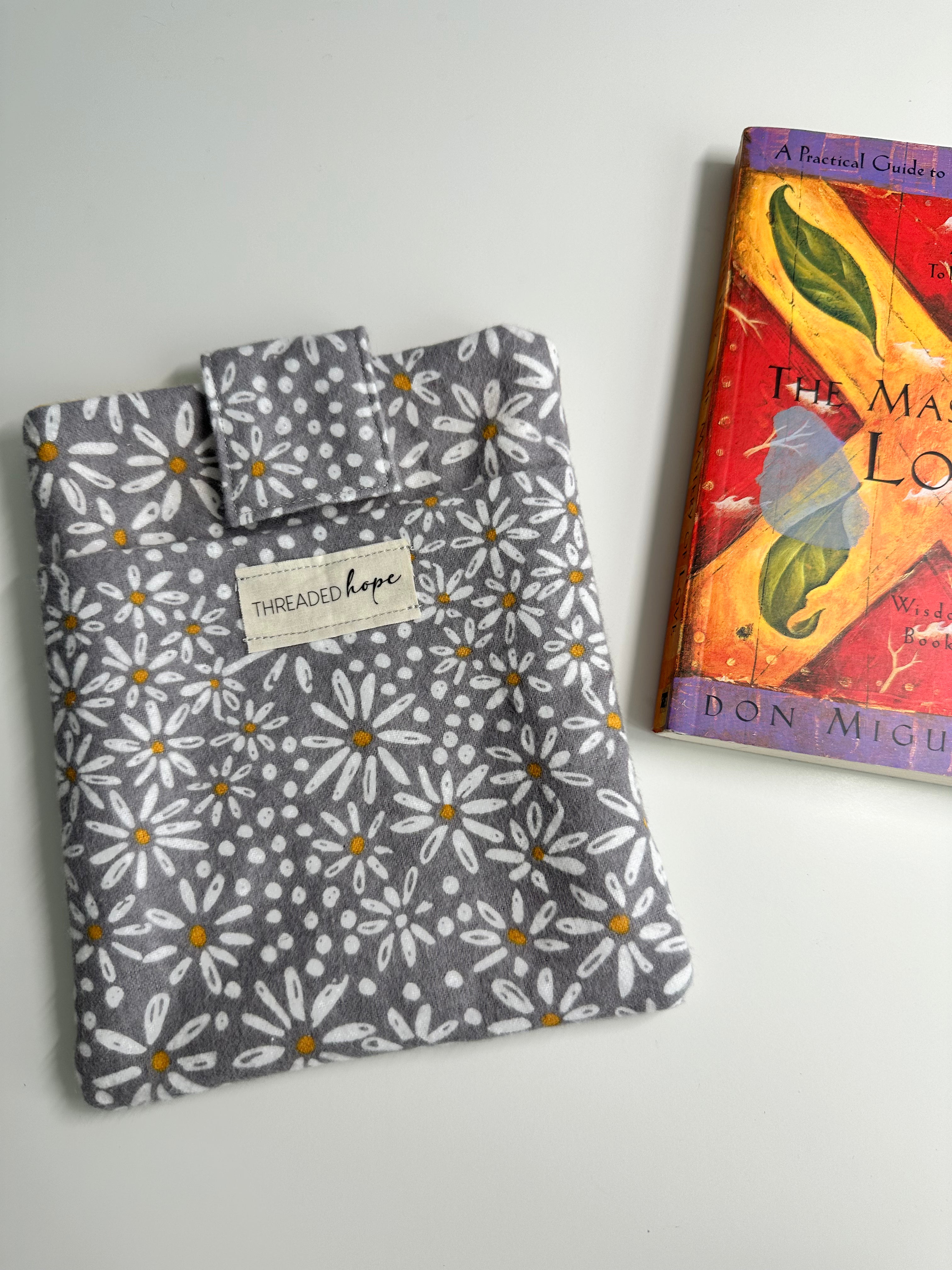 Yellow/Gray Floral Kindle PaperWhite Sleeve with Front Pocket & Velcro Enclosure thumbnail 3